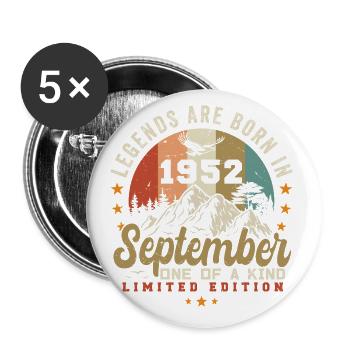 Septembre 1952, né en 1952 - Lot de 5 petits badges (25 mm) - blanc - Devant