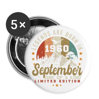 Septembre 1960, né en 1960 - Lot de 5 petits badges (25 mm) - blanc - Devant