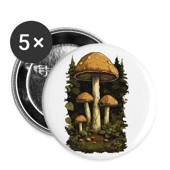 Forest Mushrooms Goblincore & Vintage Mushroom Design - Buttons small 1''/25 mm (5-pack) - white - Front