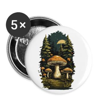 Porcini mushroom retro design collecting in the forest nature mushrooms - Buttons small 1''/25 mm (5-pack) - white - Front
