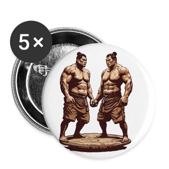 Sumo Warrior Wrestling & Tradition Japonaise - Lot de 5 petits badges (25 mm) - blanc - Devant