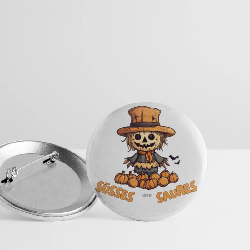 Süßes oder Saueres Halloween Vogelscheuche Buttons klein 25 mm (5er Pack)