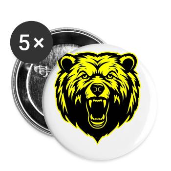 Grizzly Bear Head - Buttons small 1''/25 mm (5-pack) - white - Front