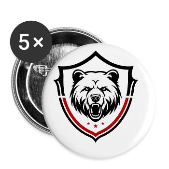 Grizzly Bear Shield - Buttons small 1''/25 mm (5-pack) - white - Front