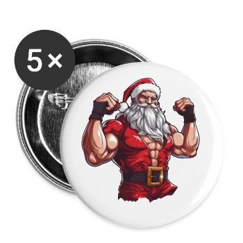 Bath Santa Claus Christmas Muscular Cool - Buttons small 1''/25 mm (5-pack) - white - Front
