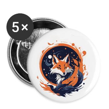 Kitsune Spirituelle Eleganz Japan Streetwear - Buttons klein 25 mm (5er Pack) - Weiß - Vorne