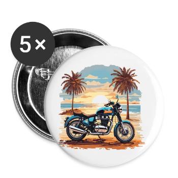 Motorcycle Beach Vintage Trip Biker Design - Buttons small 1''/25 mm (5-pack) - white - Front