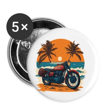 Retro Motorradfahrer Bike Design Flair Freiheit - Buttons klein 25 mm (5er Pack) - Weiß - Vorne