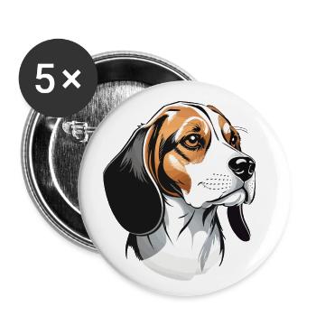 Beagle Streetwear Style Dog Lover Design - Lot de 5 petits badges (25 mm) - blanc - Devant