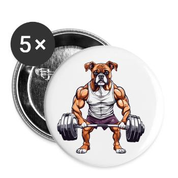 Muscle Boxer Chien Athlétique Fitness Design - Lot de 5 petits badges (25 mm) - blanc - Devant