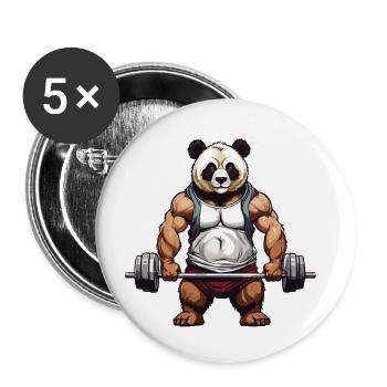 Drôle Panda Ours Bodybuilder Fitness Design - Lot de 5 petits badges (25 mm) - blanc - Devant