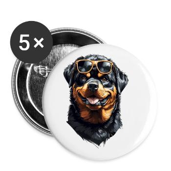 Cool Rottweiler ami chiens de compagnie Design - Lot de 5 petits badges (25 mm) - blanc - Devant