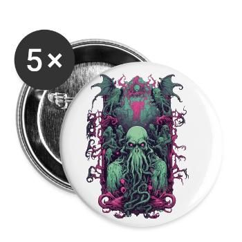 Goule gothique démon Halloween monstre Design - Lot de 5 petits badges (25 mm) - blanc - Devant