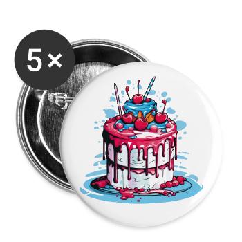 Cake cake baking baker baking queen baking fairy - Buttons small 1''/25 mm (5-pack) - white - Front