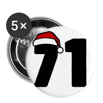 71 Zahl Weihnachten - Buttons klein 25 mm (5er Pack) - Weiß - Vorne