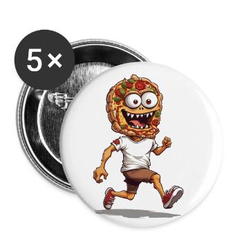 Monster Pizza Love Funny Party Design - Buttons small 1''/25 mm (5-pack) - white - Front
