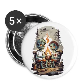 Zombie Camping Halloween Enfants Dessin Animé - Lot de 5 petits badges (25 mm) - blanc - Devant