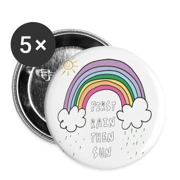 Arc-en-ciel - Lot de 5 petits badges (25 mm) - blanc - Devant