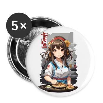 Anime Okonomiyaki Cuisine Manga Fille - Lot de 5 petits badges (25 mm) - blanc - Devant