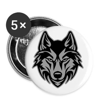 Tête de loup - Lot de 5 petits badges (25 mm) - blanc - Devant