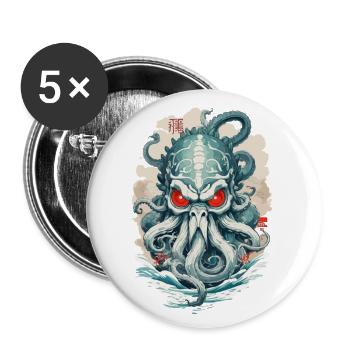 Yokai Tentacles Sea Monster Demon Vintage Japan - Buttons small 1''/25 mm (5-pack) - white - Front