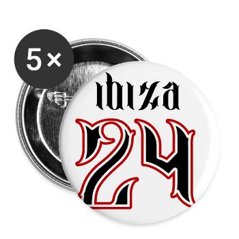 Ibiza 24 Jours fériés 2024 - Lot de 5 petits badges (25 mm) - blanc - Devant
