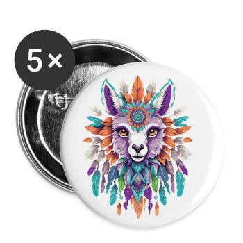 Alpaga spirituel Mandala Power Animal - Lot de 5 petits badges (25 mm) - blanc - Devant