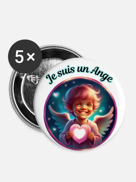 Ich bin ein Engel - Buttons klein 25 mm (5er Pack) - Weiß