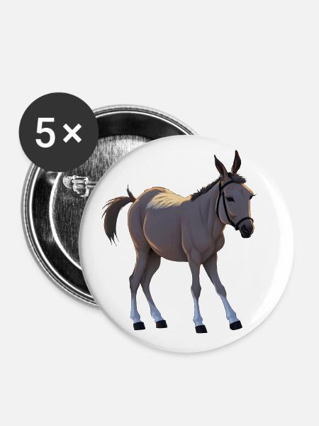 Seppel - kleiner störrischer Esel - Buttons klein 25 mm (5er Pack) - Weiß