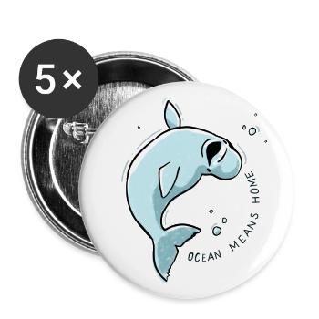 Süßes Beluga Wal Design Protect the Ocean - Buttons klein 25 mm (5er Pack) - Weiß - Vorne