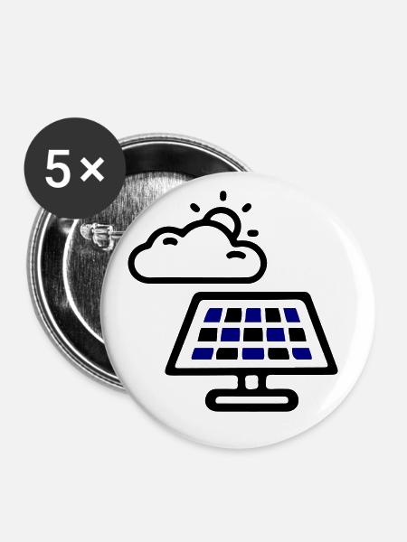 Solar Energie Panele - Buttons klein 25 mm (5er Pack) - Weiß