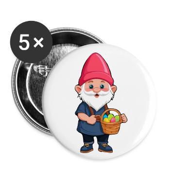 Gnome nordique de Pâques lapin nains - Lot de 5 petits badges (25 mm) - blanc - Devant