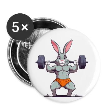Lapin de Pâques Bodybuilder Drôle & Animal Workout - Lot de 5 petits badges (25 mm) - blanc - Devant