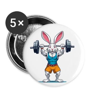 Lapin de Pâques Musculation Animal Drôle Séance D’entraînement - Lot de 5 petits badges (25 mm) - blanc - Devant