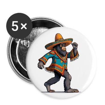 Mexican Bigfoot Sasquatch Sombrero - Buttons small 1''/25 mm (5-pack) - white - Front