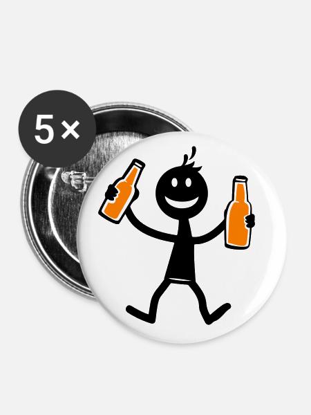 Drinking Bier - Buttons klein 25 mm (5er Pack) - Weiß
