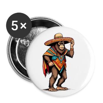Mexican Bigfoot Sasquatch Sombrero - Buttons small 1''/25 mm (5-pack) - white - Front