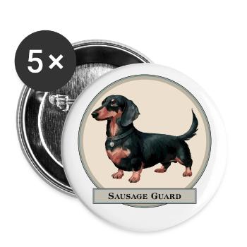 sausage guard - Wachwurst Dackel Dachshund Teckel - Buttons klein 25 mm (5er Pack) - Weiß - Vorne