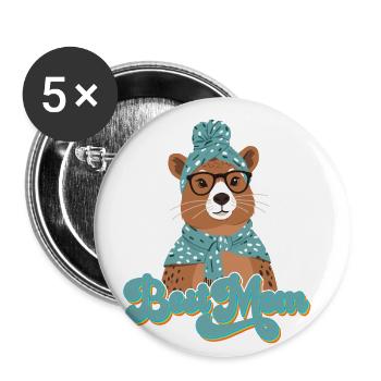 Capymama Drôle Capybara Maman Amour - Lot de 5 petits badges (25 mm) - blanc - Devant