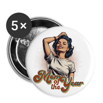 Mutter des Jahres Lustige Mama Muttertag Design - Buttons klein 25 mm (5er Pack) - Weiß - Vorne