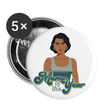 Mutter des Jahres Lustige Mutti Stolze Mama - Buttons klein 25 mm (5er Pack) - Weiß - Vorne