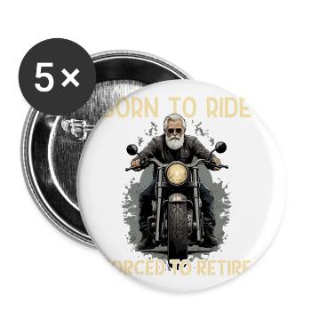 Lustiger Rentner Spruch Vintage Motorrad Design - Buttons klein 25 mm (5er Pack) - Weiß - Vorne
