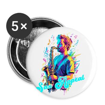 Lustiges Saxophon Design Jazz Musik Liebhaber - Buttons klein 25 mm (5er Pack) - Weiß - Vorne