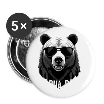 Alpha Dad Lustiger Bären Vater Perfekter Style - Buttons klein 25 mm (5er Pack) - Weiß - Vorne
