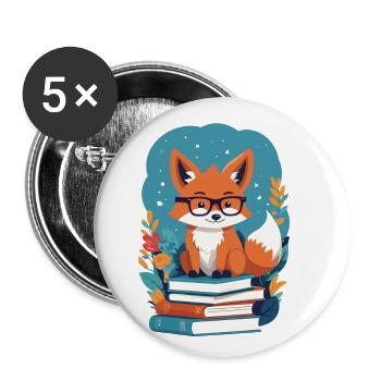 Cute Book Lover Funny Bookworm - Buttons small 1''/25 mm (5-pack) - white - Front