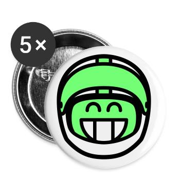 Emoticon Grin with motorcycle helmet (colors can be changed) - Buttons small 1''/25 mm (5-pack) - white - Front