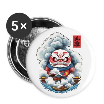 Japanischer Daruma Aesthetic Yokai Design - Buttons klein 25 mm (5er Pack) - Weiß - Vorne