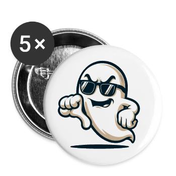 Un fantôme cool donne des pouces vers le bas drôle Halloween - Lot de 5 petits badges (25 mm) - blanc - Devant