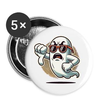 Cool Ghost donne des pouces vers le bas Fantôme d’Halloween - Lot de 5 petits badges (25 mm) - blanc - Devant
