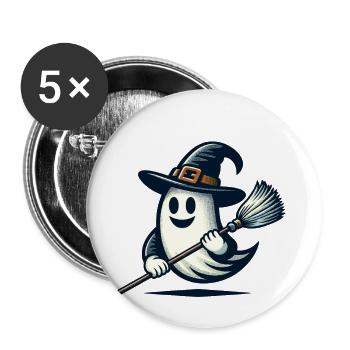 Funny Witch Spirit Witch Broom Halloween Fun - Buttons small 1''/25 mm (5-pack) - white - Front